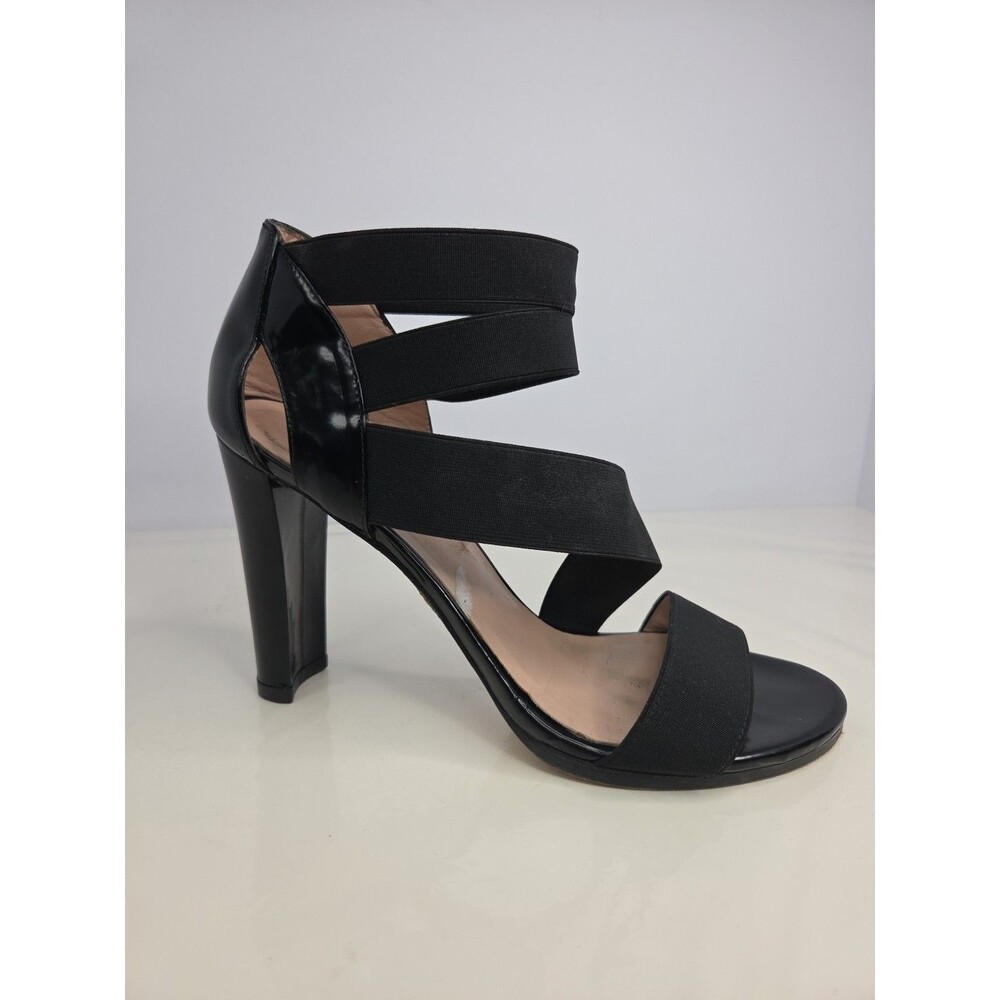 Stuart Weitzman Women's Black Strappy High Heel Leather Sandals Sz 7 M Z3837 EUC